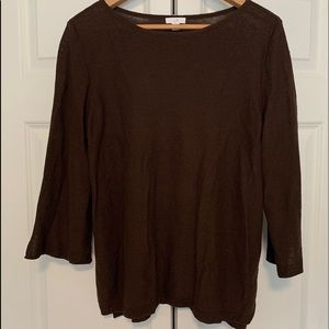 J. Jill Brown Linen Blend Knit Sweater